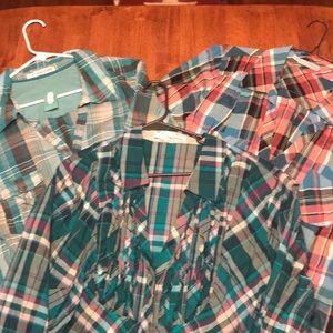 3 Maurices plaid button down shirts